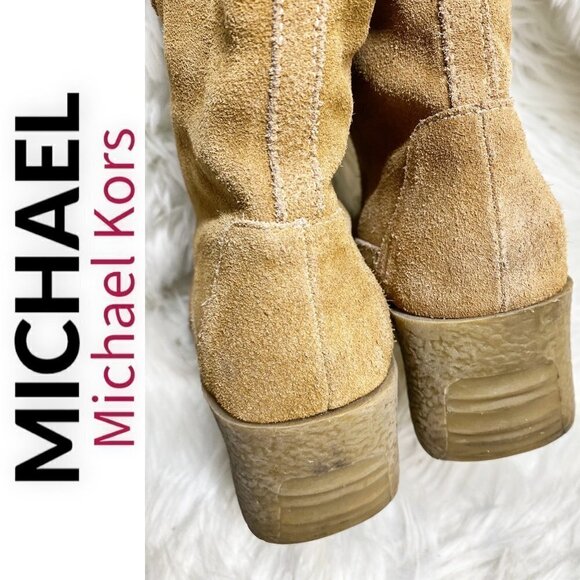 MICHAEL MICHAEL KORS Camel Brown Suede Sherpa Lined Wedge Boot, Size 9.5 - Picture 5 of 10